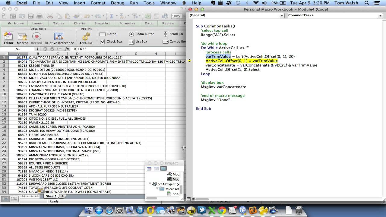 excel for mac cmd